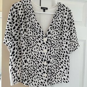 Express Black and White Animal Print Dot Blouse